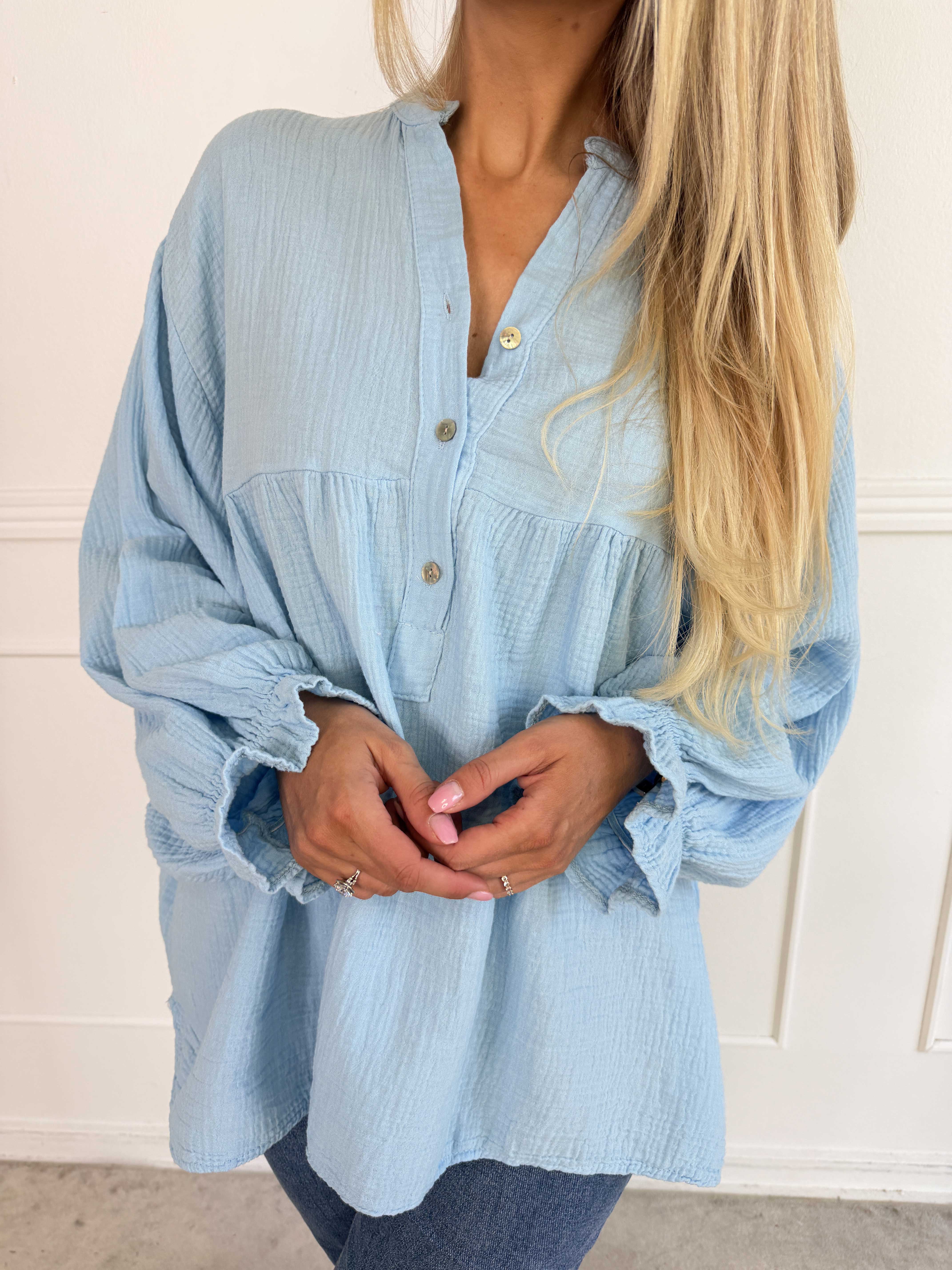 Diva Plain – Enfärgad plus size tunika i mjuk bomullsmuslin